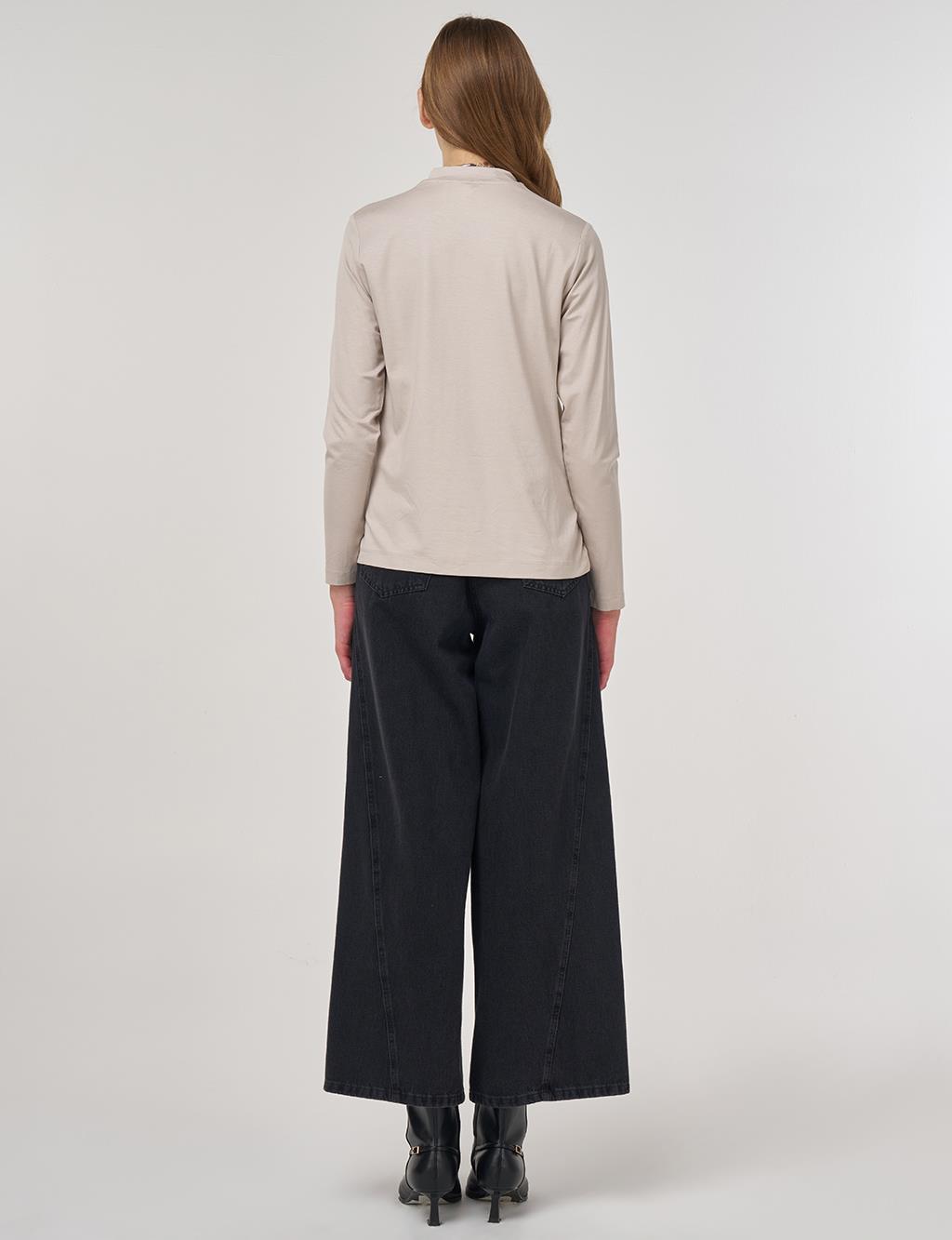 Crew Neck Knit Blouse Stone 