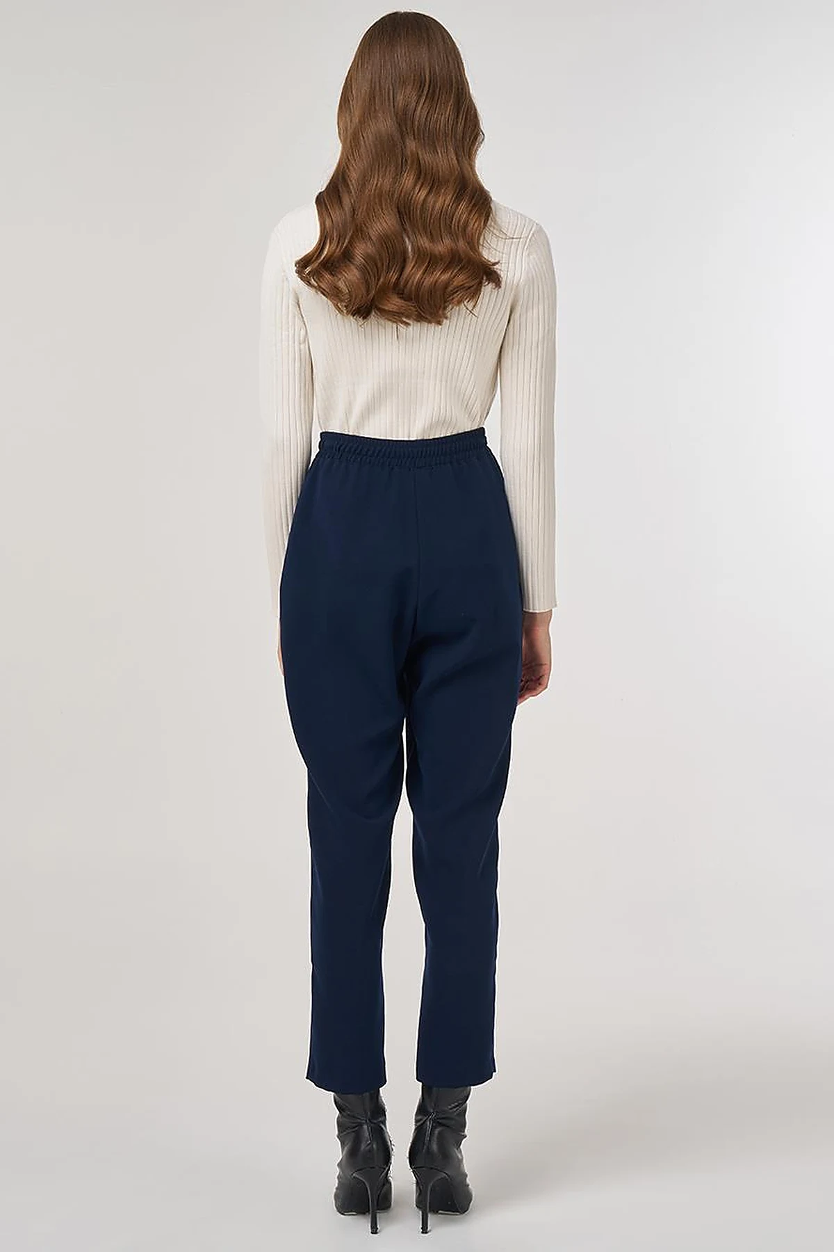 Drawstring Viscose Pants Dark Navy Blue