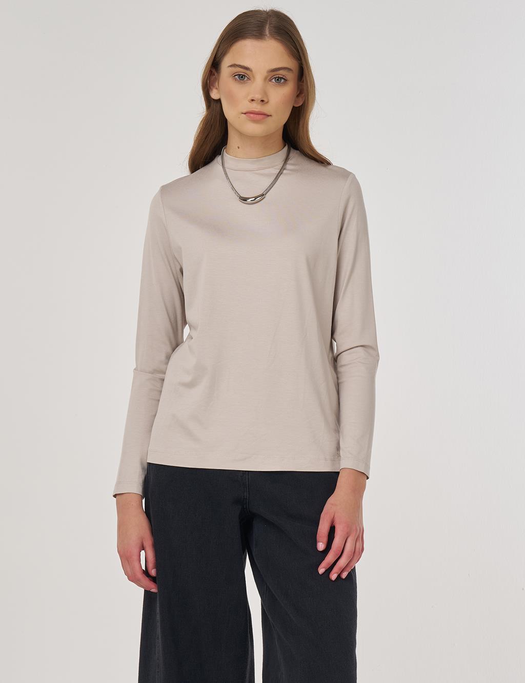 Crew Neck Knit Blouse Stone 