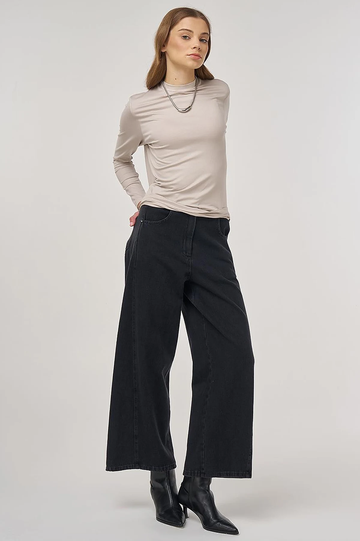 Crew Neck Knit Blouse Stone 