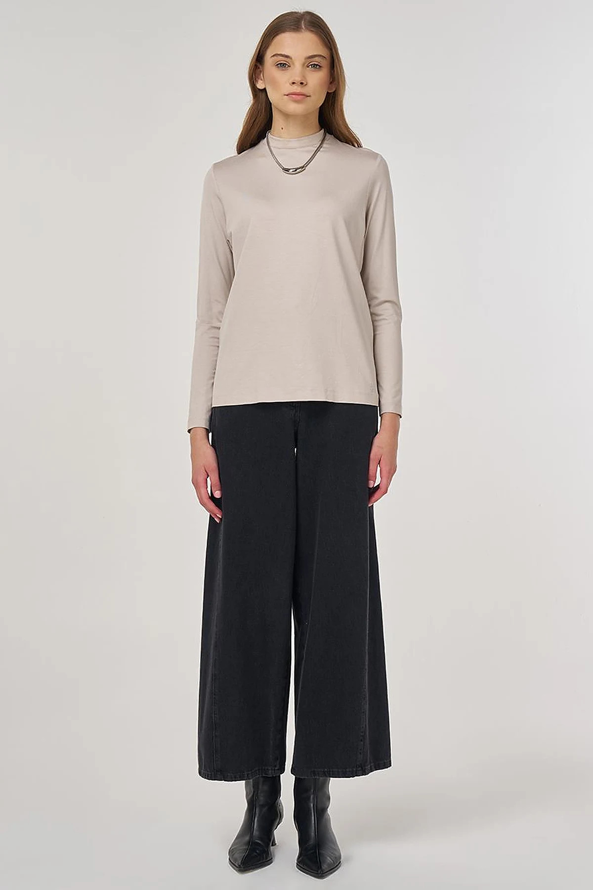Crew Neck Knit Blouse Stone 