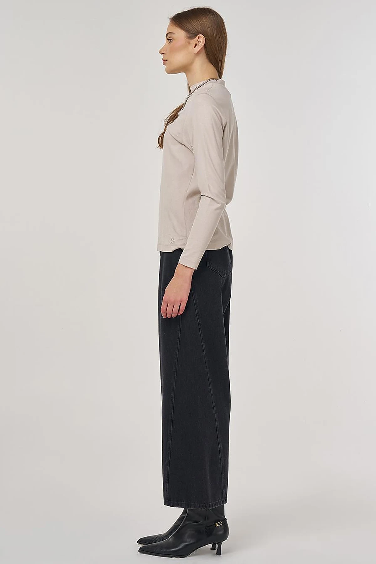 Crew Neck Knit Blouse Stone 