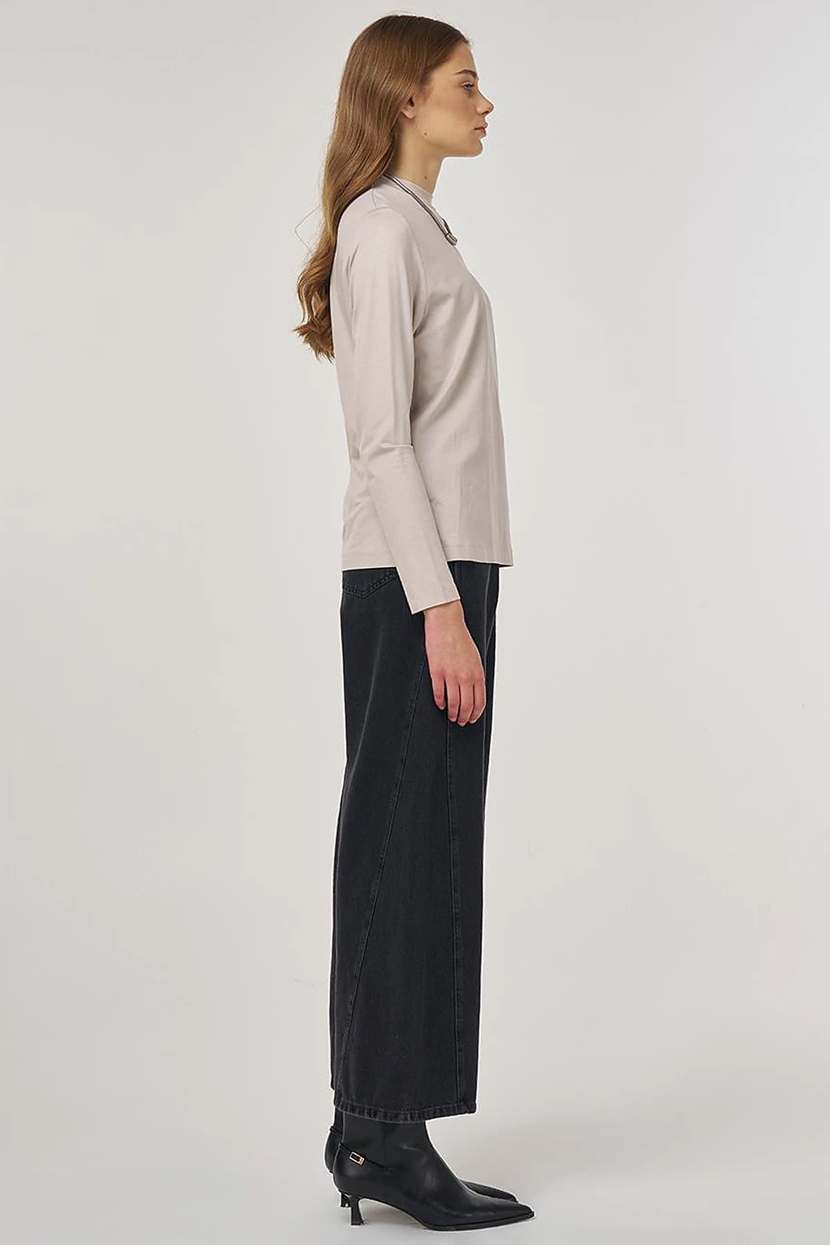 Crew Neck Knit Blouse Stone 