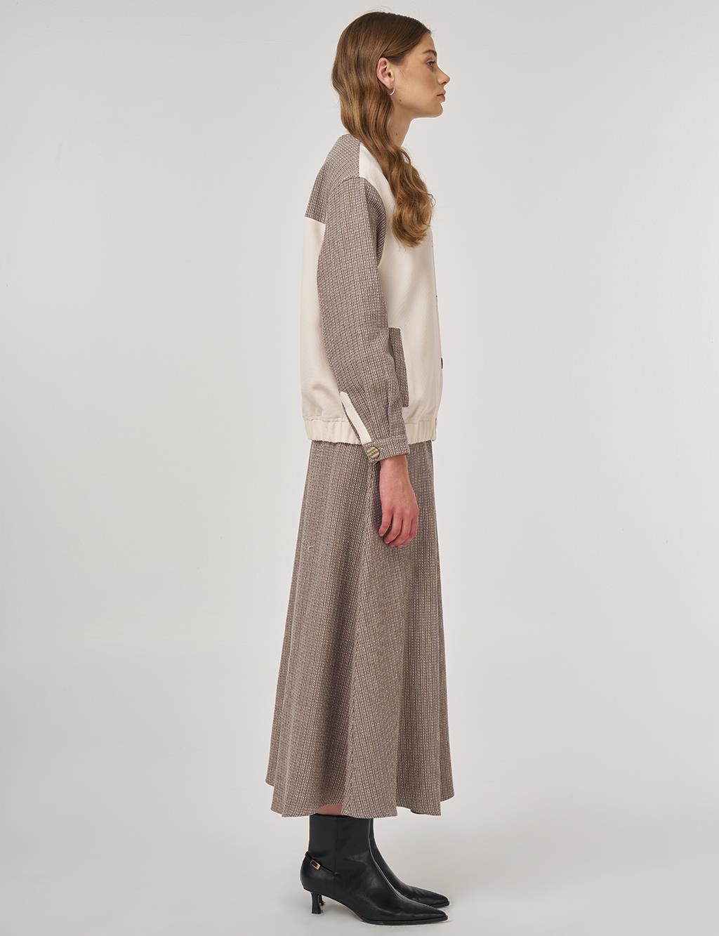 College Collar Cotton-Linen Two-Piece Set Mink