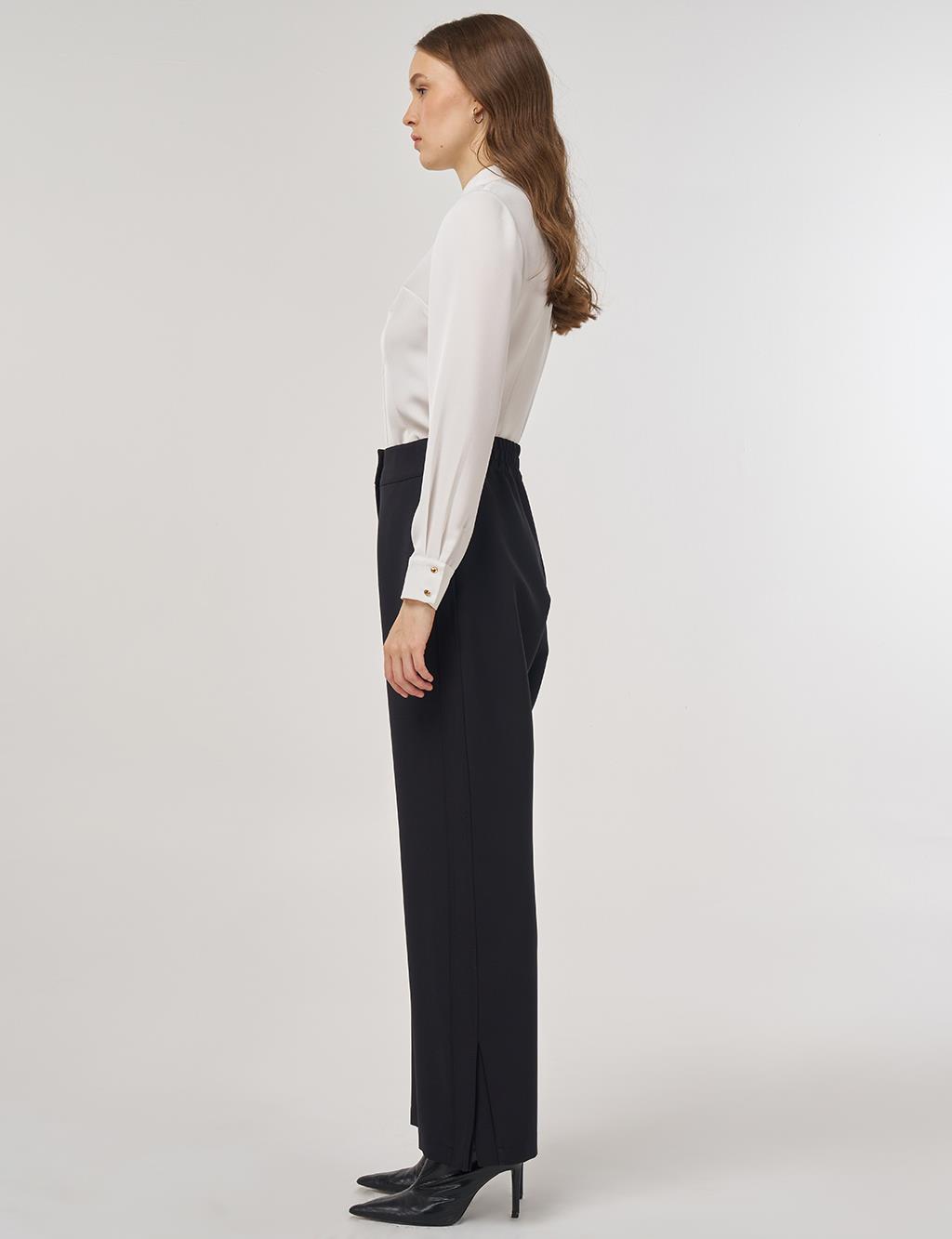 Slit-Detail Fabric Pants Black