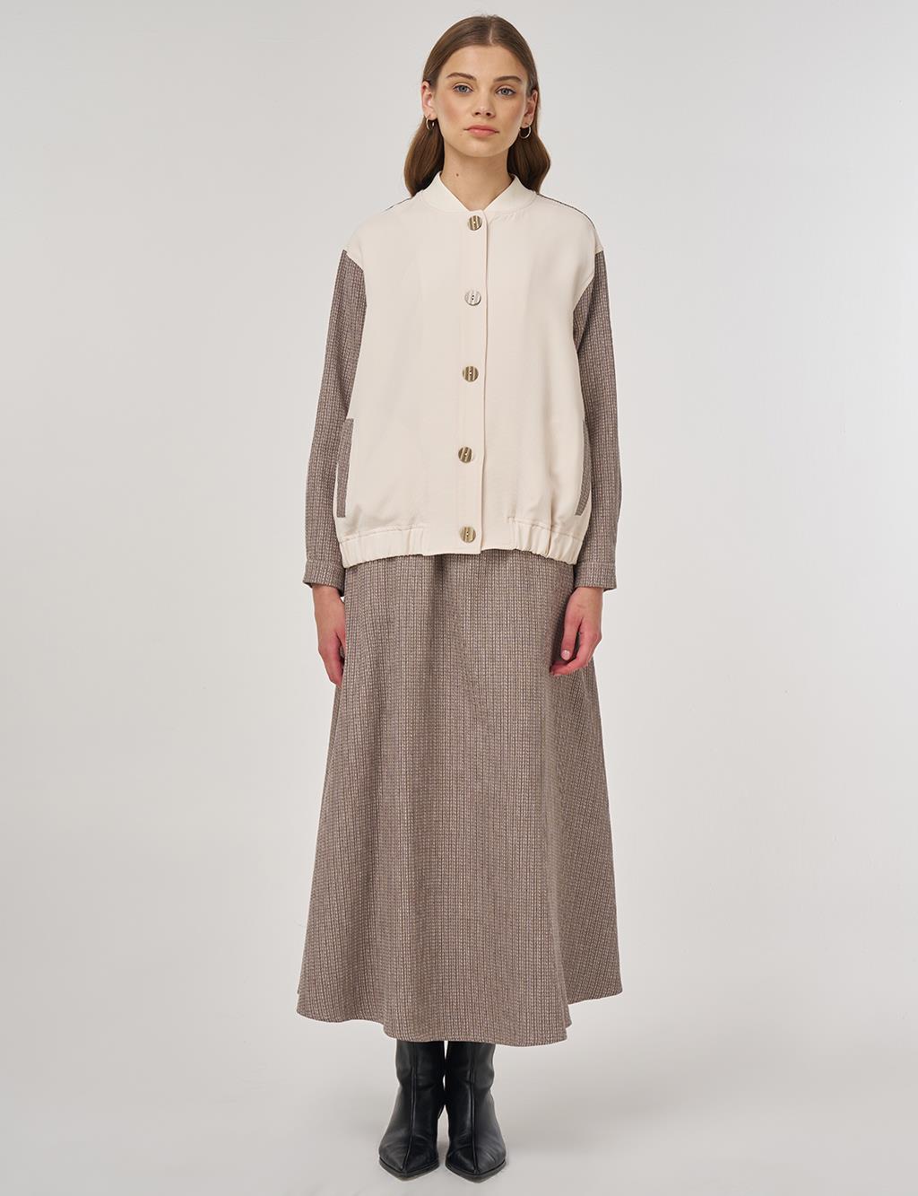 College Collar Cotton-Linen Two-Piece Set Mink
