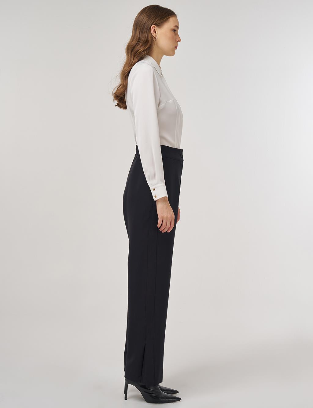 Slit-Detail Fabric Pants Black