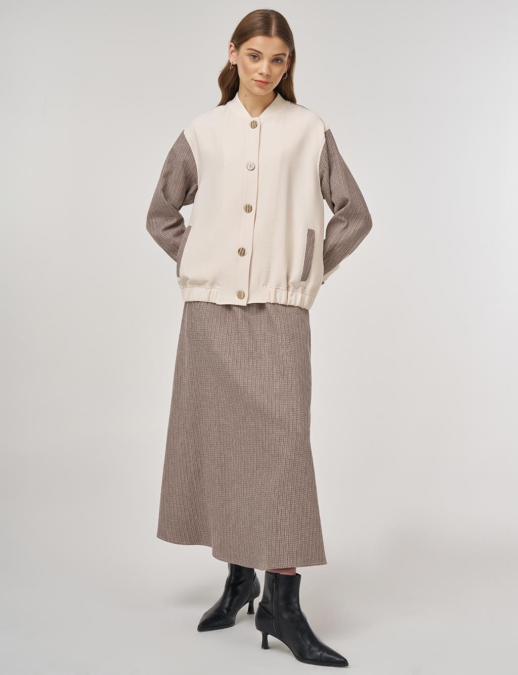 College Collar Cotton-Linen Two-Piece Set Mink