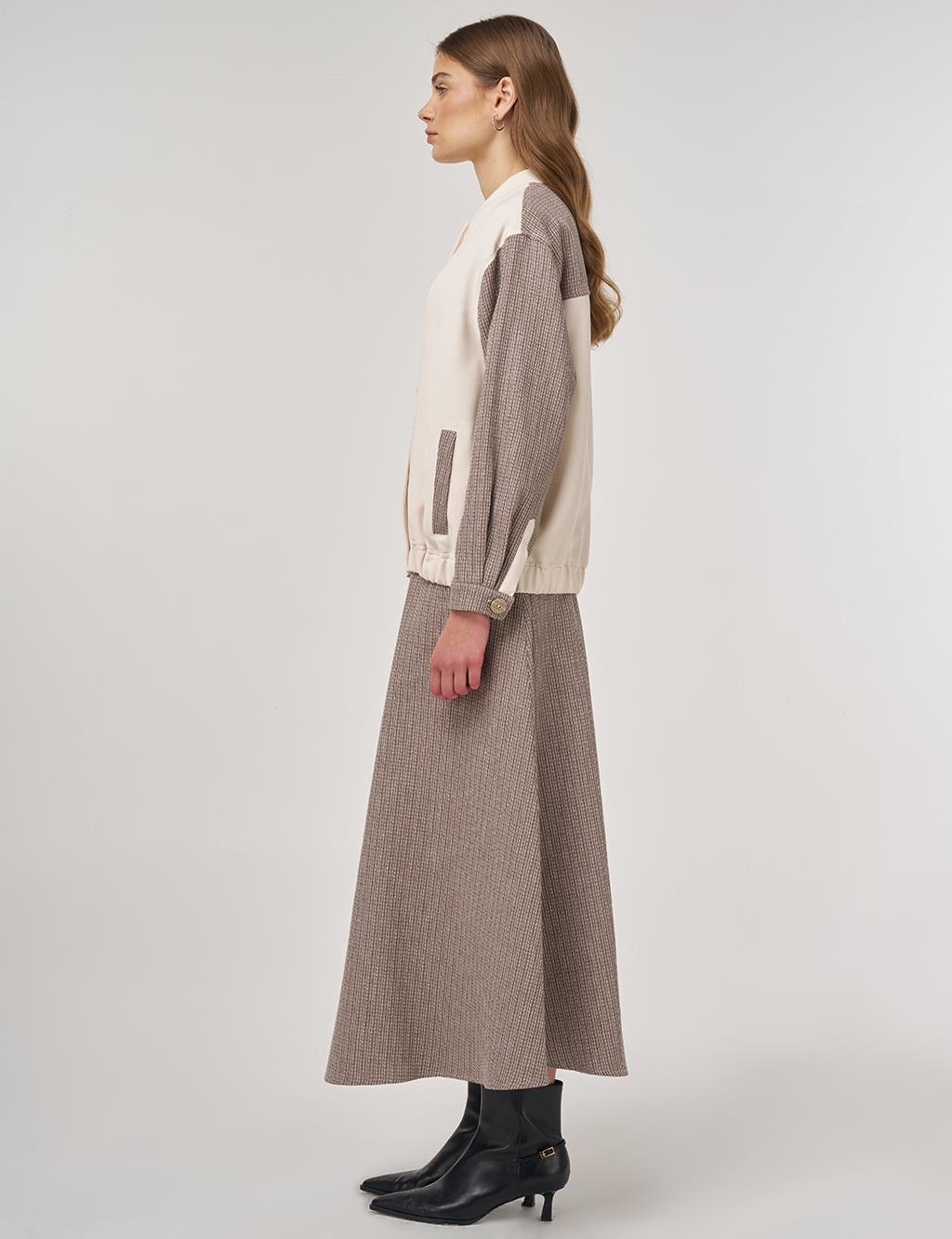 College Collar Cotton-Linen Two-Piece Set Mink