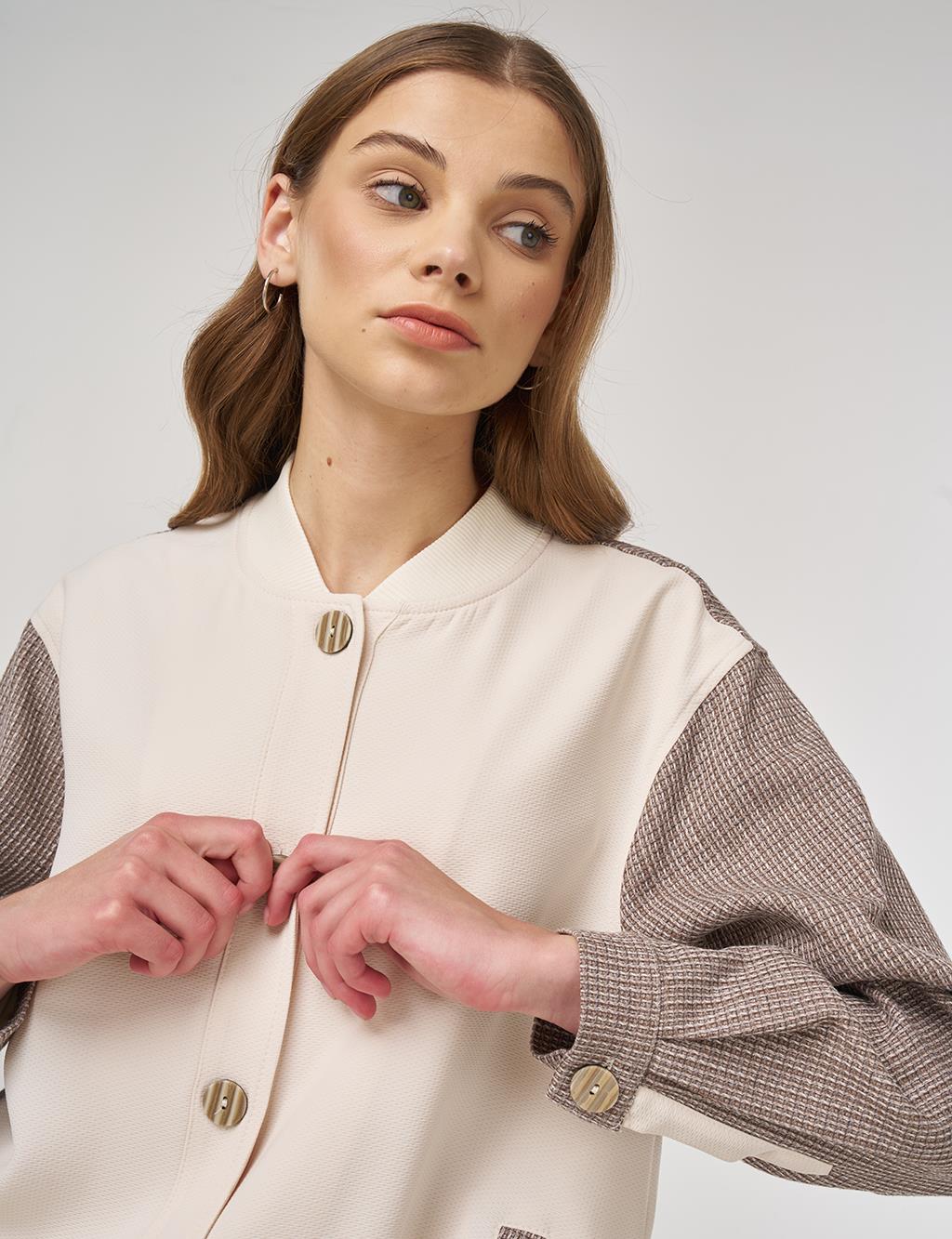 College Collar Cotton-Linen Two-Piece Set Mink