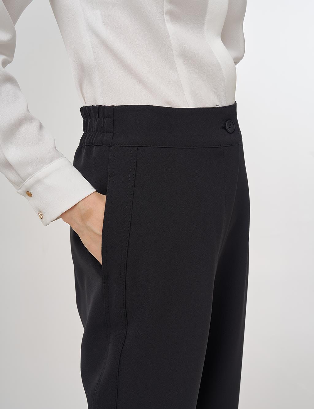 Slit-Detail Fabric Pants Black