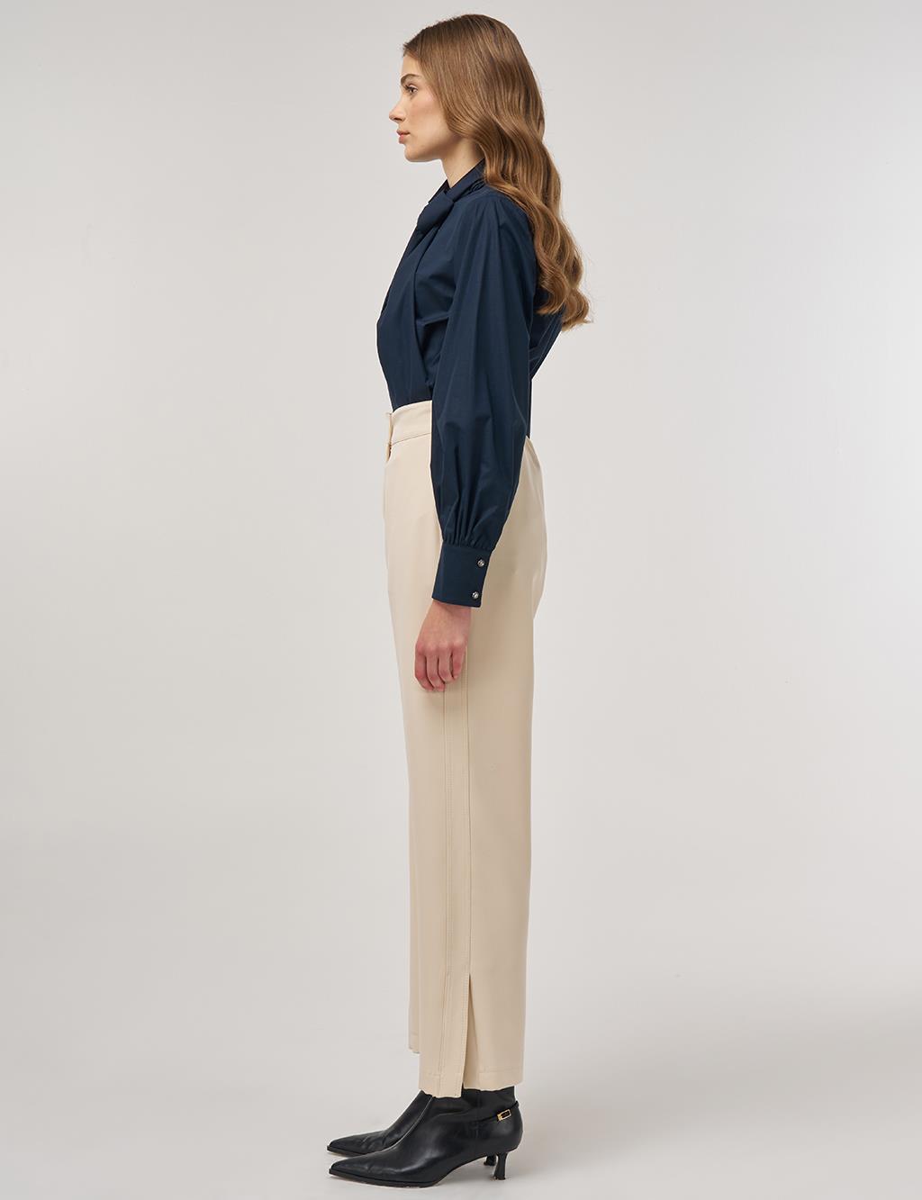 Slit-Detail Fabric Pants Cream