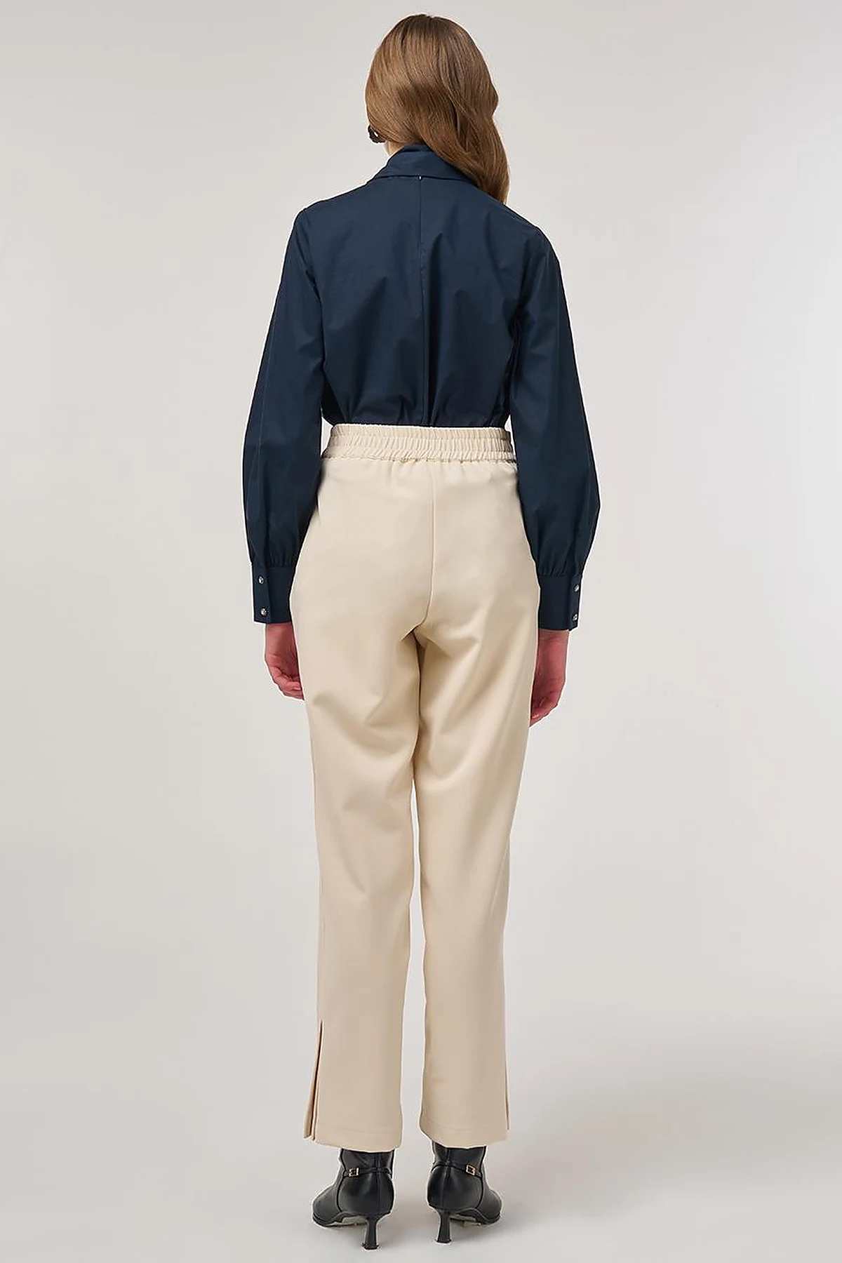 Slit-Detail Fabric Pants Cream