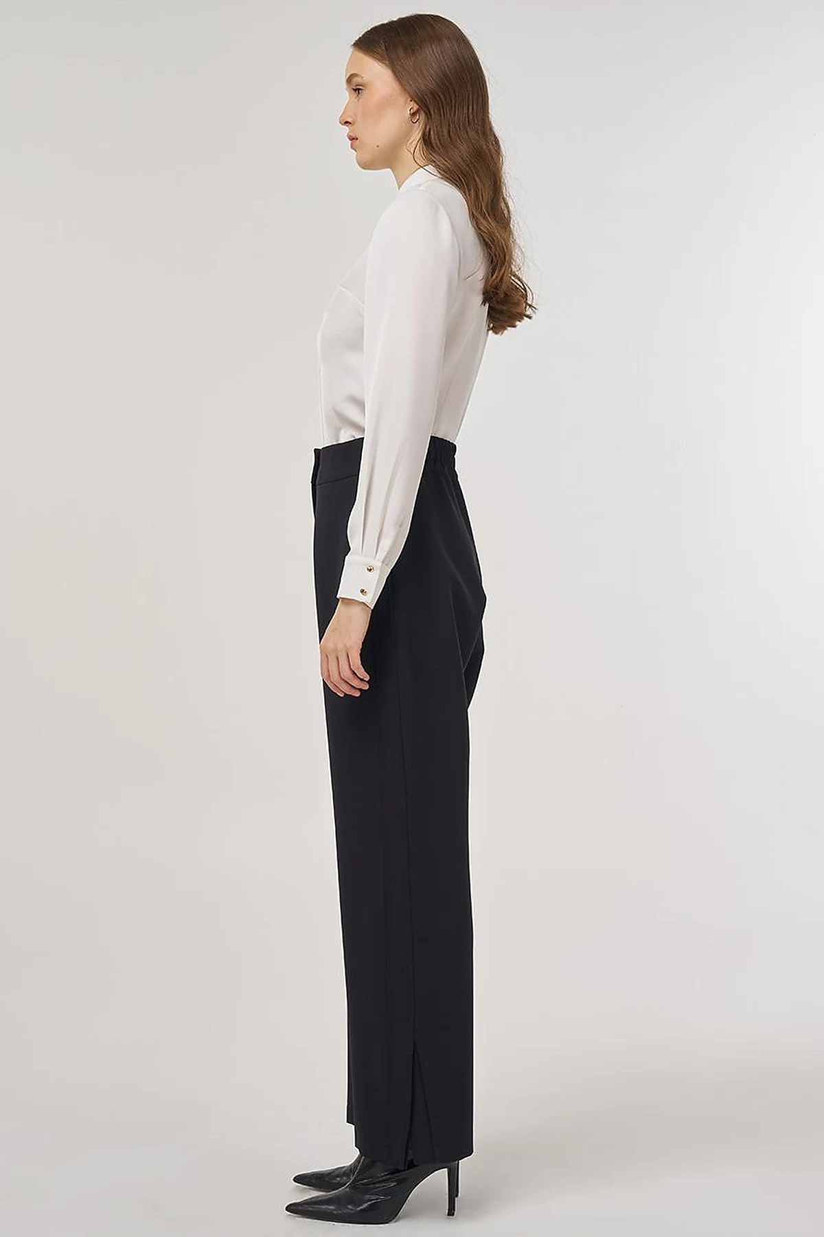 Slit-Detail Fabric Pants Black