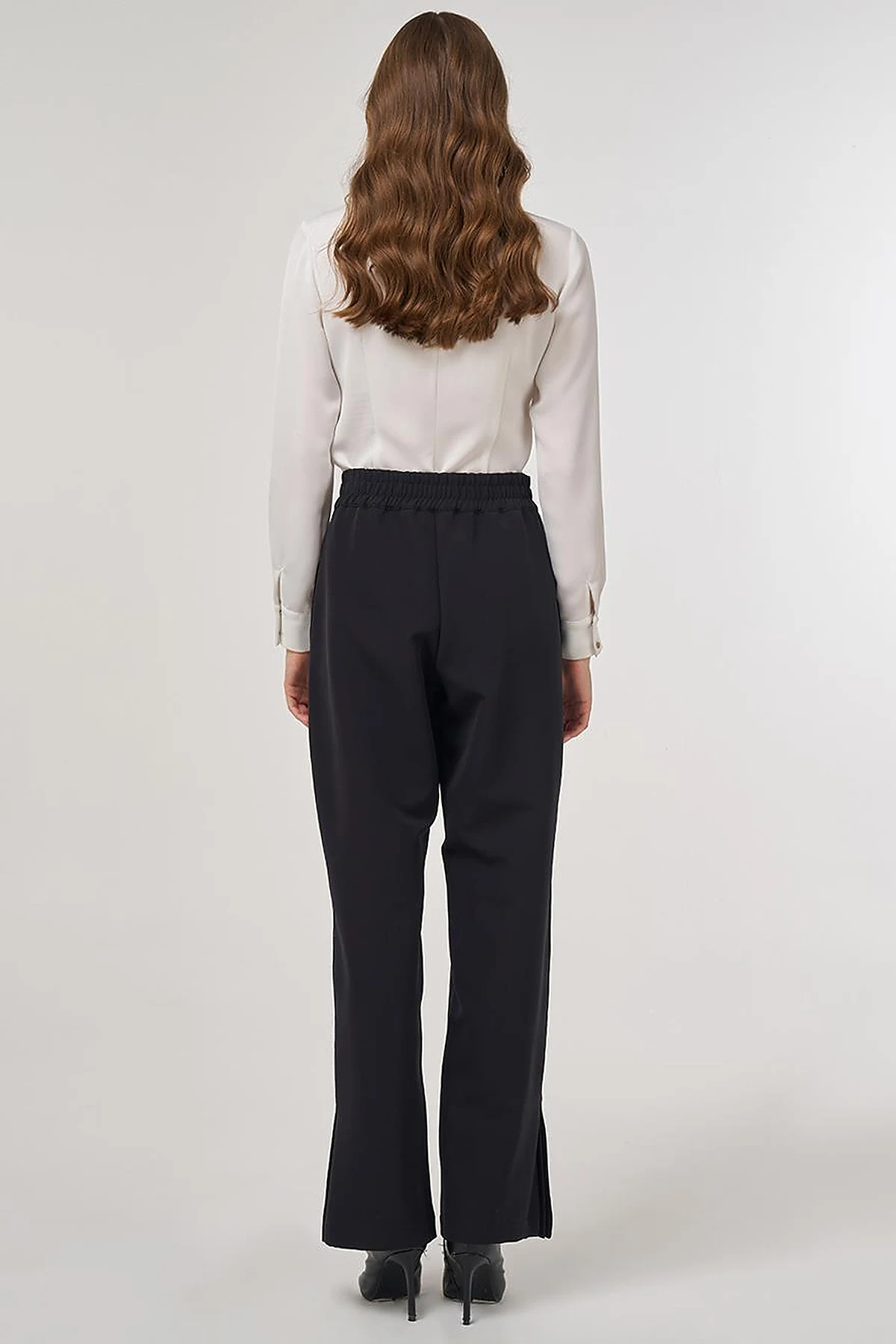 Slit-Detail Fabric Pants Black