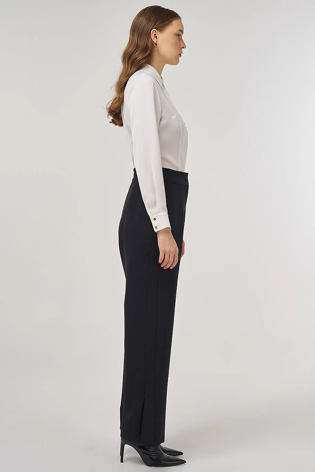 Slit-Detail Fabric Pants Black