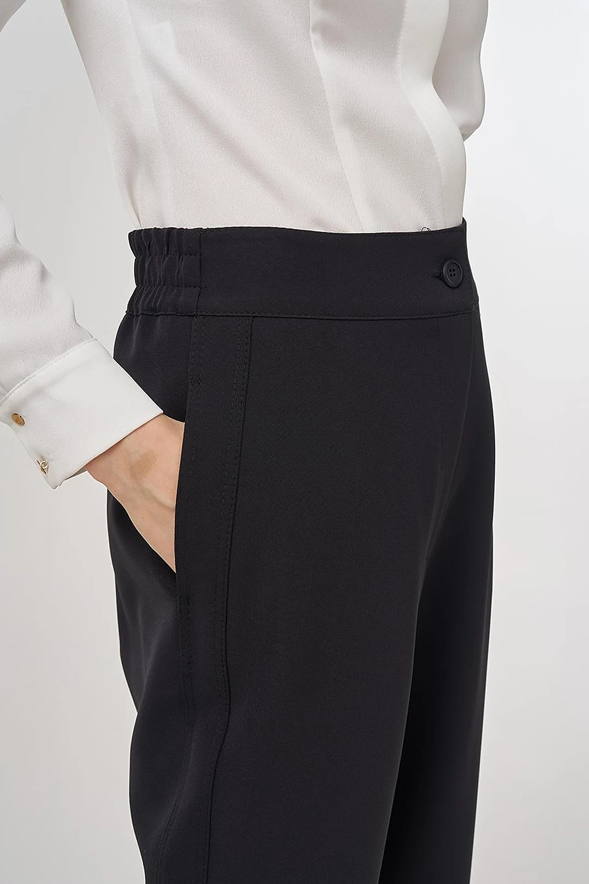 Slit-Detail Fabric Pants Black