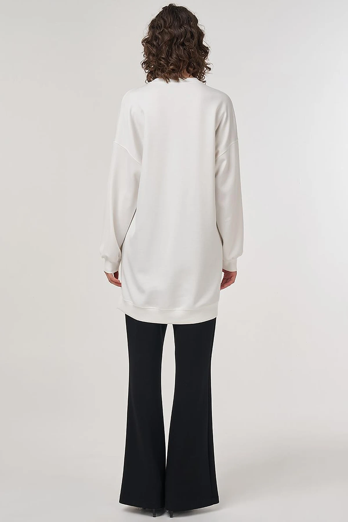 Embroidered Scuba Sweatshirt in Ecru