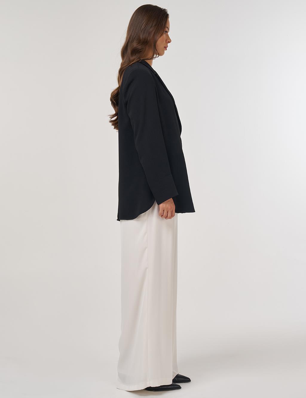 Kruvaze Blazer Ceket Siyah