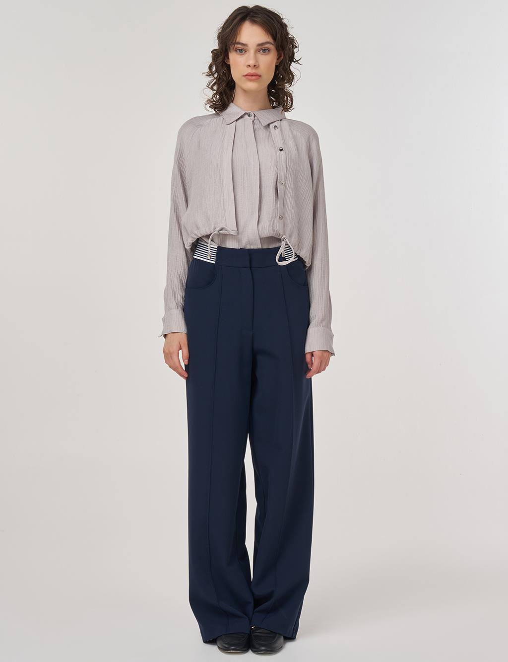  Chima-Stitched Fabric Pants Dark Navy