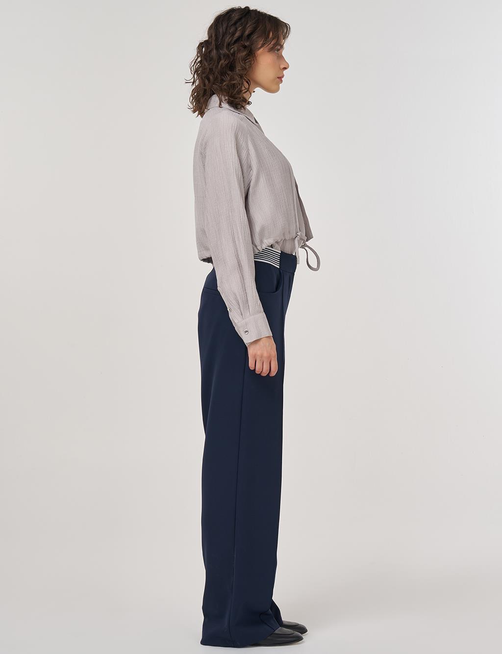  Chima-Stitched Fabric Pants Dark Navy