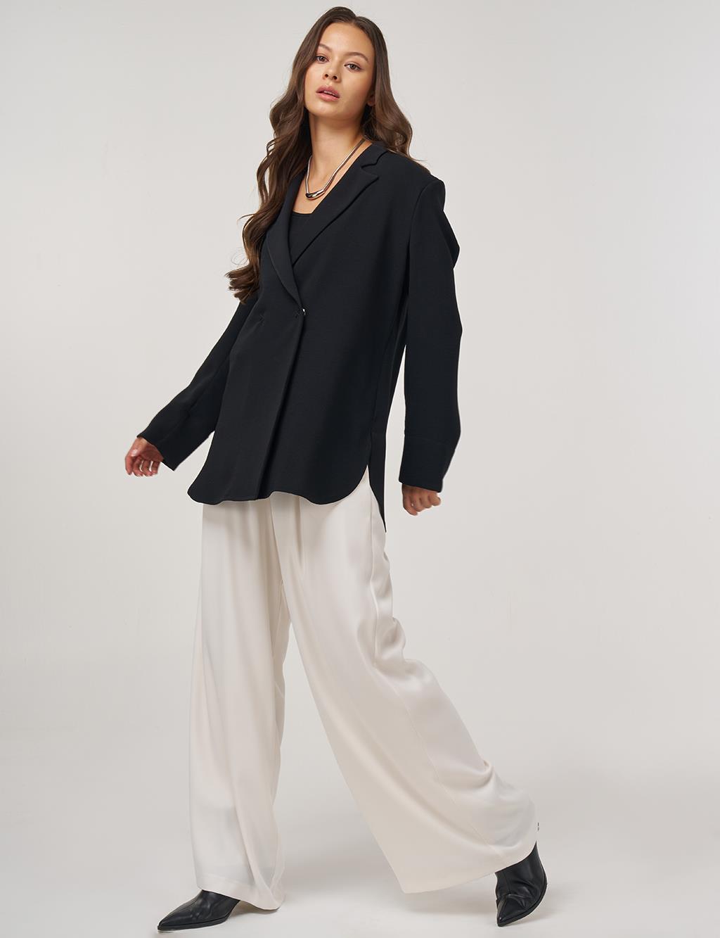 Kruvaze Blazer Ceket Siyah
