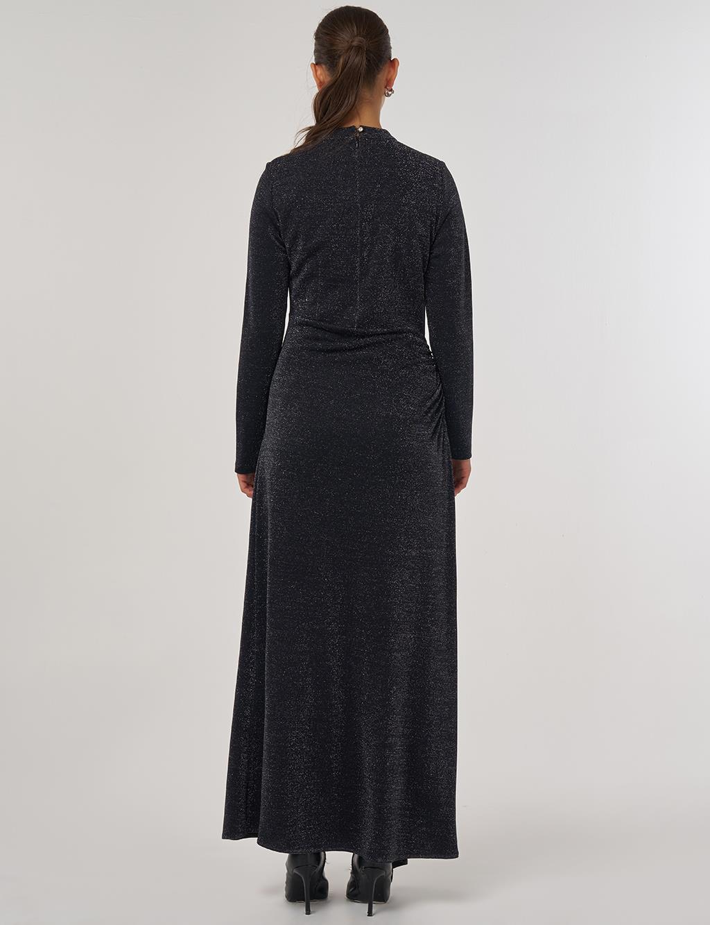 Waist-Tied Elegant Dress Black
