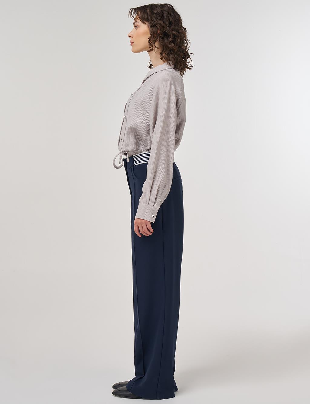  Chima-Stitched Fabric Pants Dark Navy