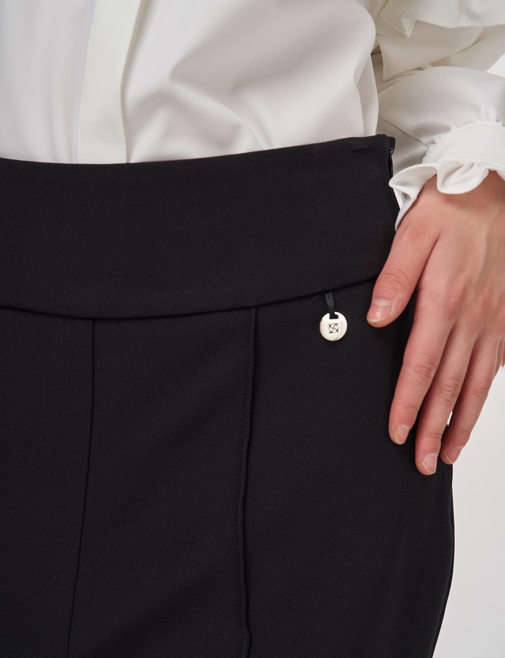 High-Waisted Straight-Leg Trousers in Black