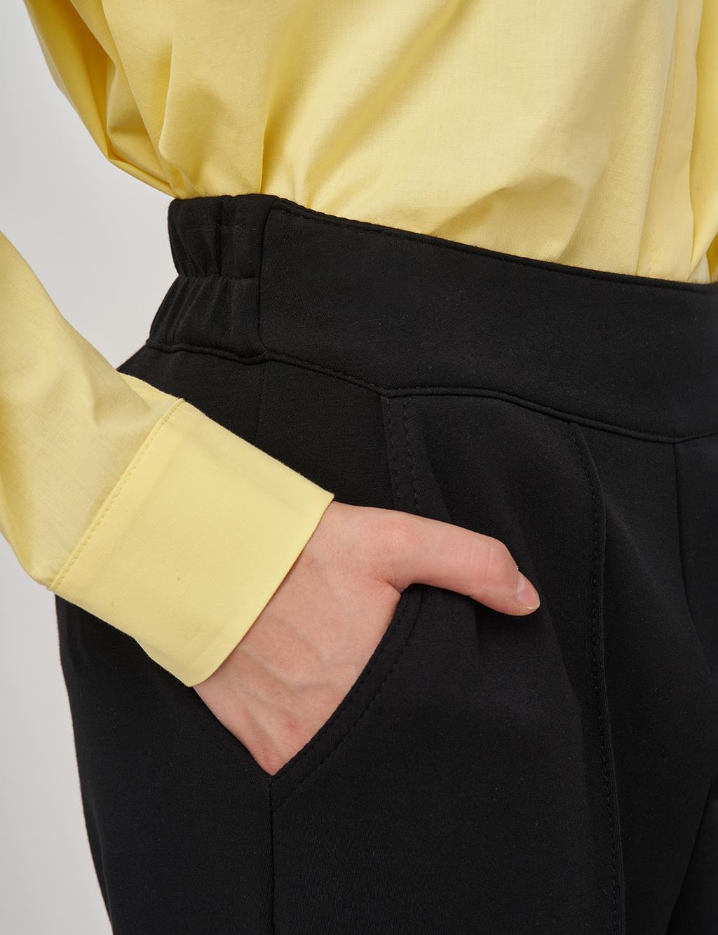 Topstitched Scuba Pants Black