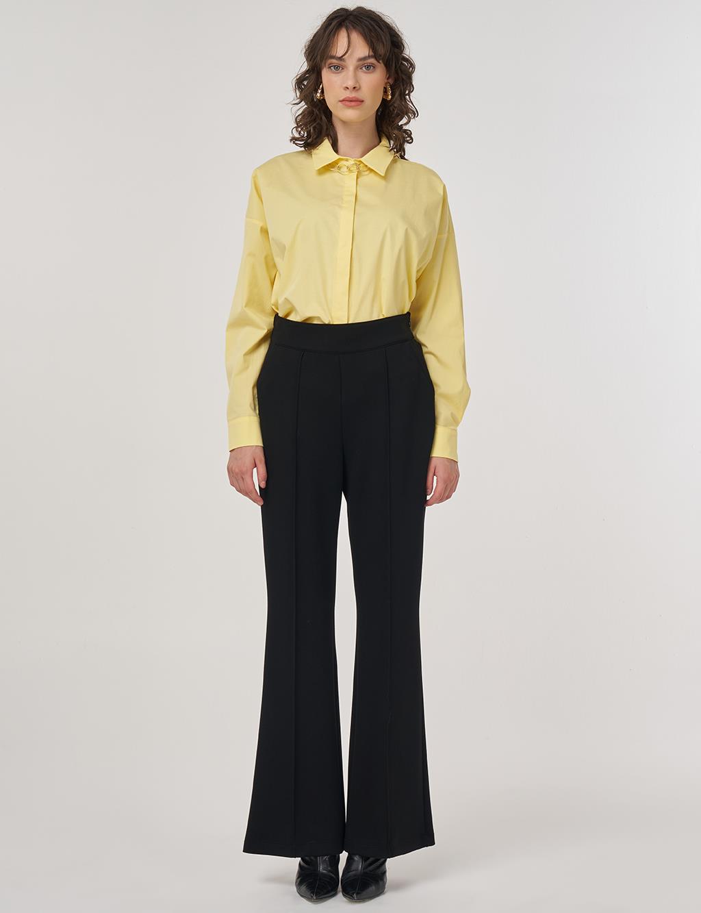 Topstitched Scuba Pants Black