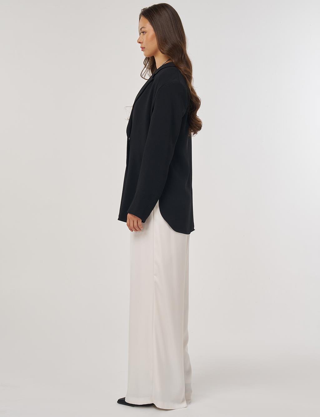 Kruvaze Blazer Ceket Siyah