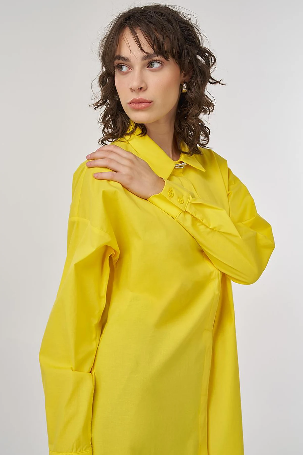 Relaxed-Fit Cotton Tunic in Light Yellow