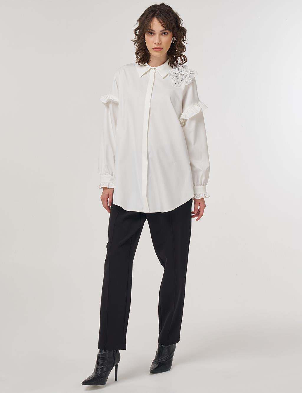 Ruffle-Detailed Chic Tunic in Ecru