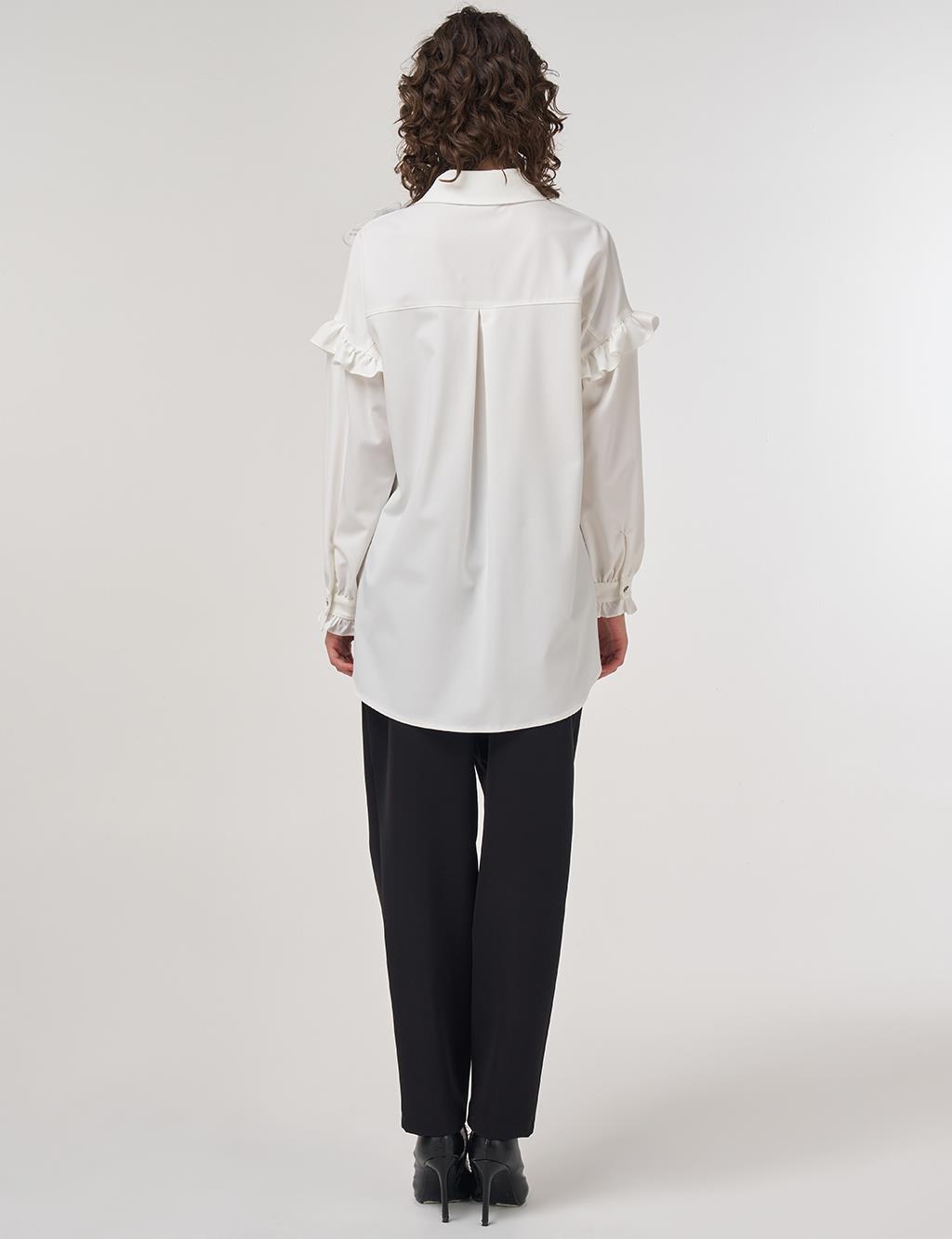 Ruffle-Detailed Chic Tunic in Ecru