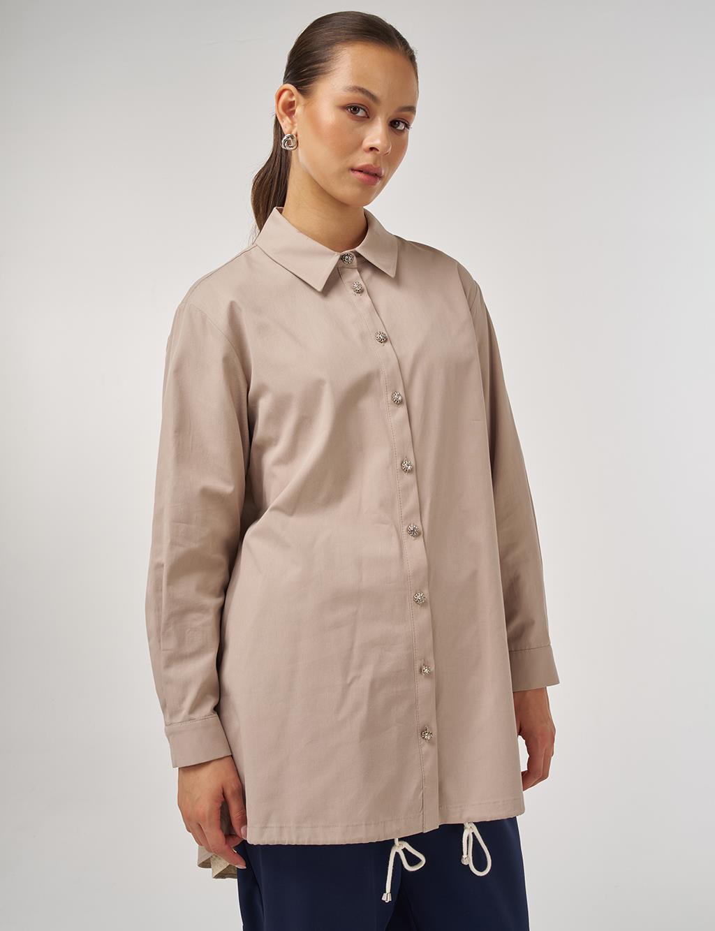100% Cotton Drawstring Tunic Mink
