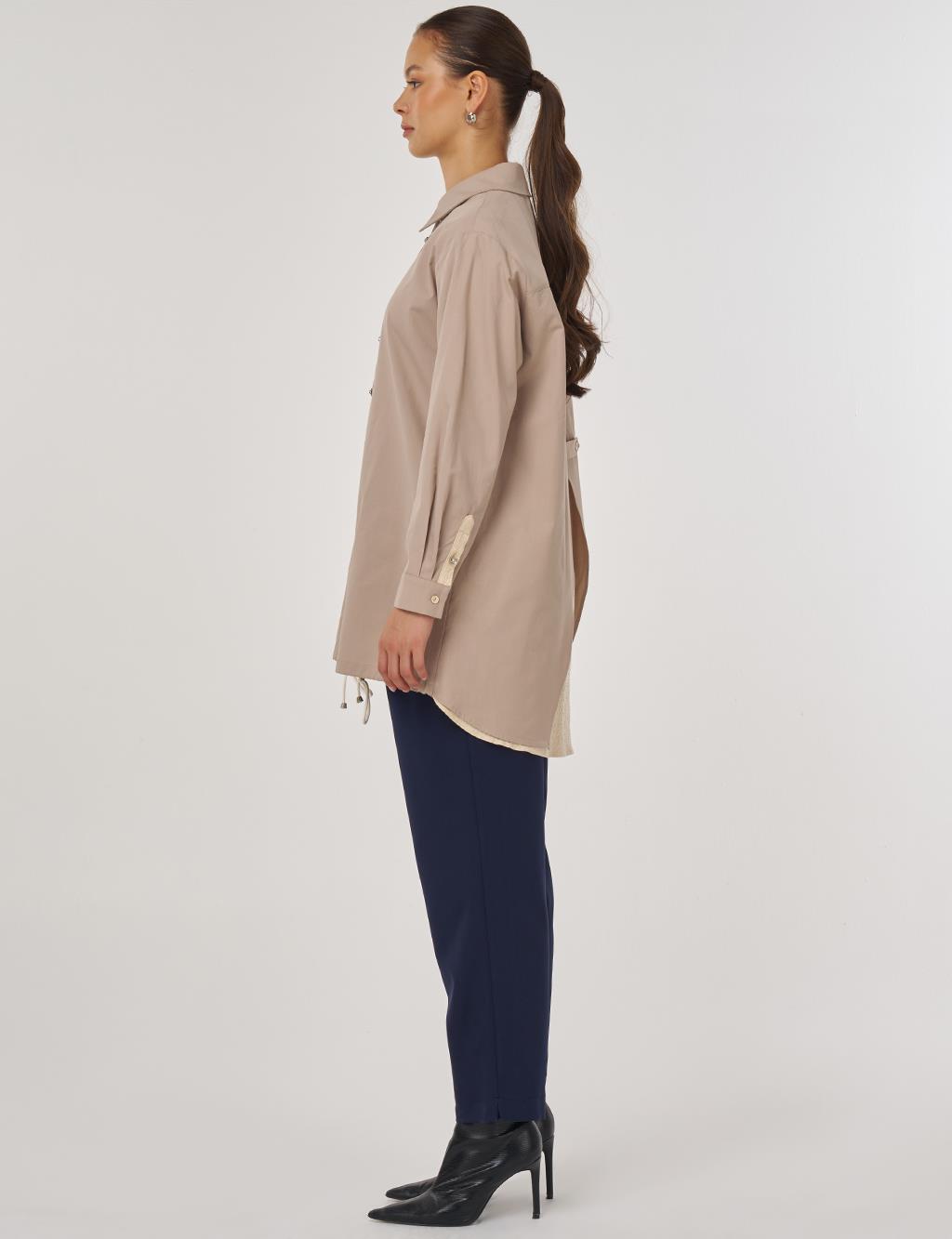 100% Cotton Drawstring Tunic Mink