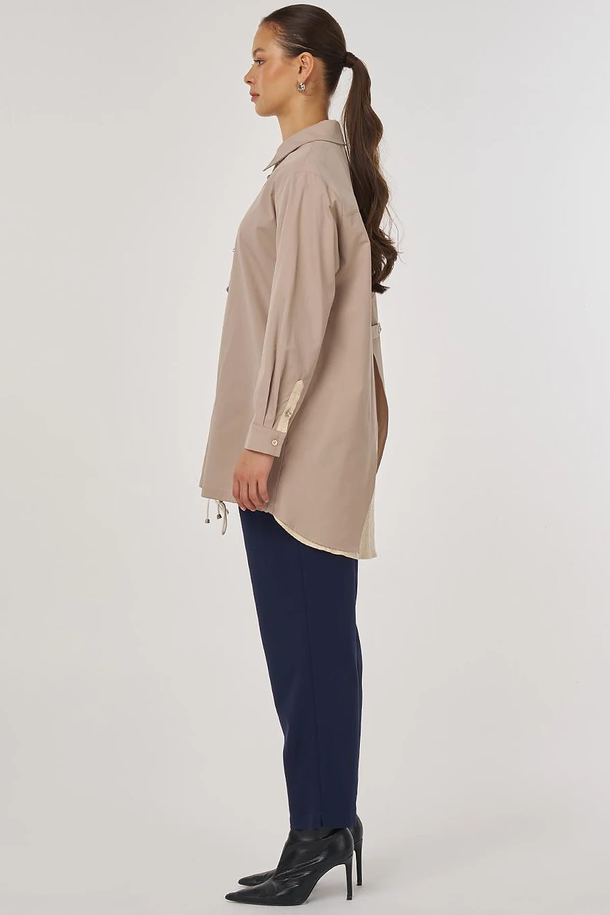 100% Cotton Drawstring Tunic Mink