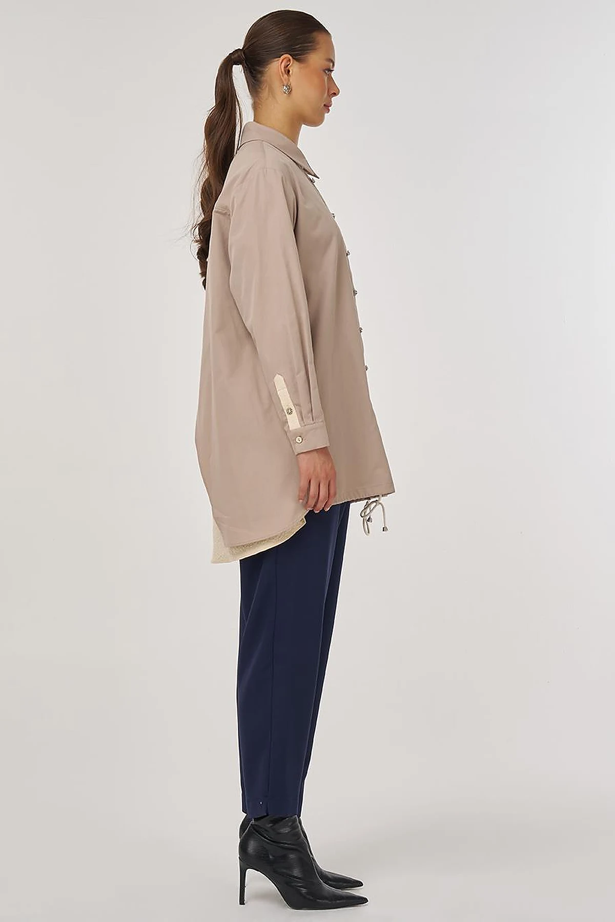 100% Cotton Drawstring Tunic Mink