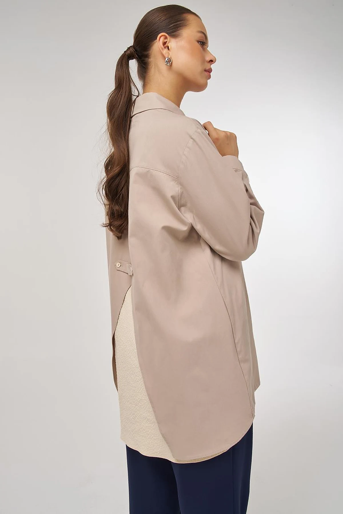 100% Cotton Drawstring Tunic Mink