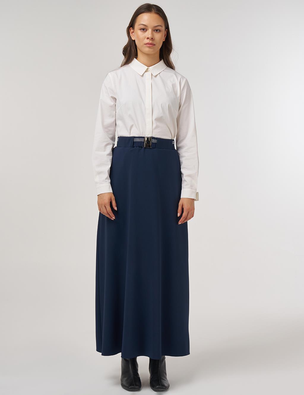 Belt Loop Detail Skirt Dark Navy