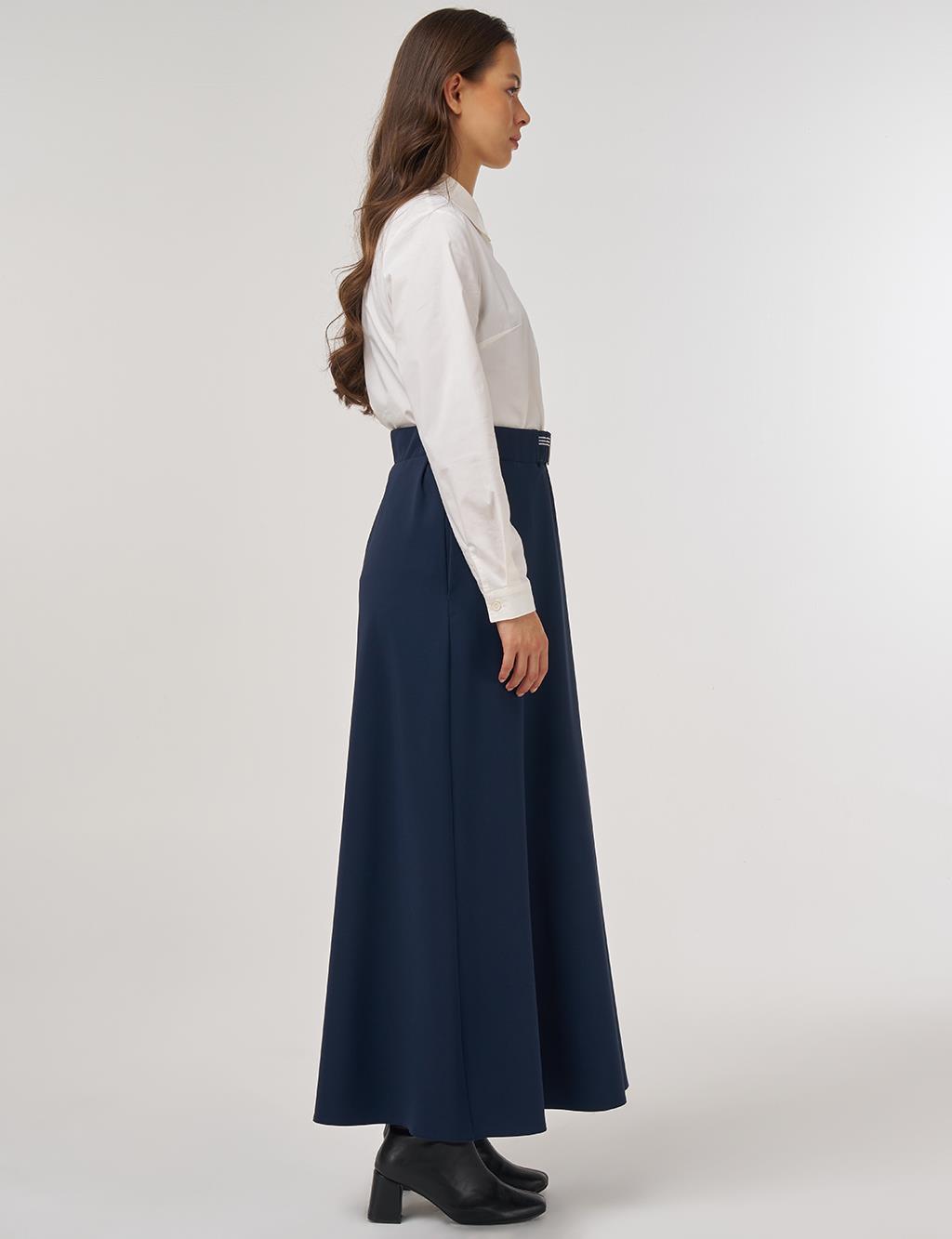 Belt Loop Detail Skirt Dark Navy