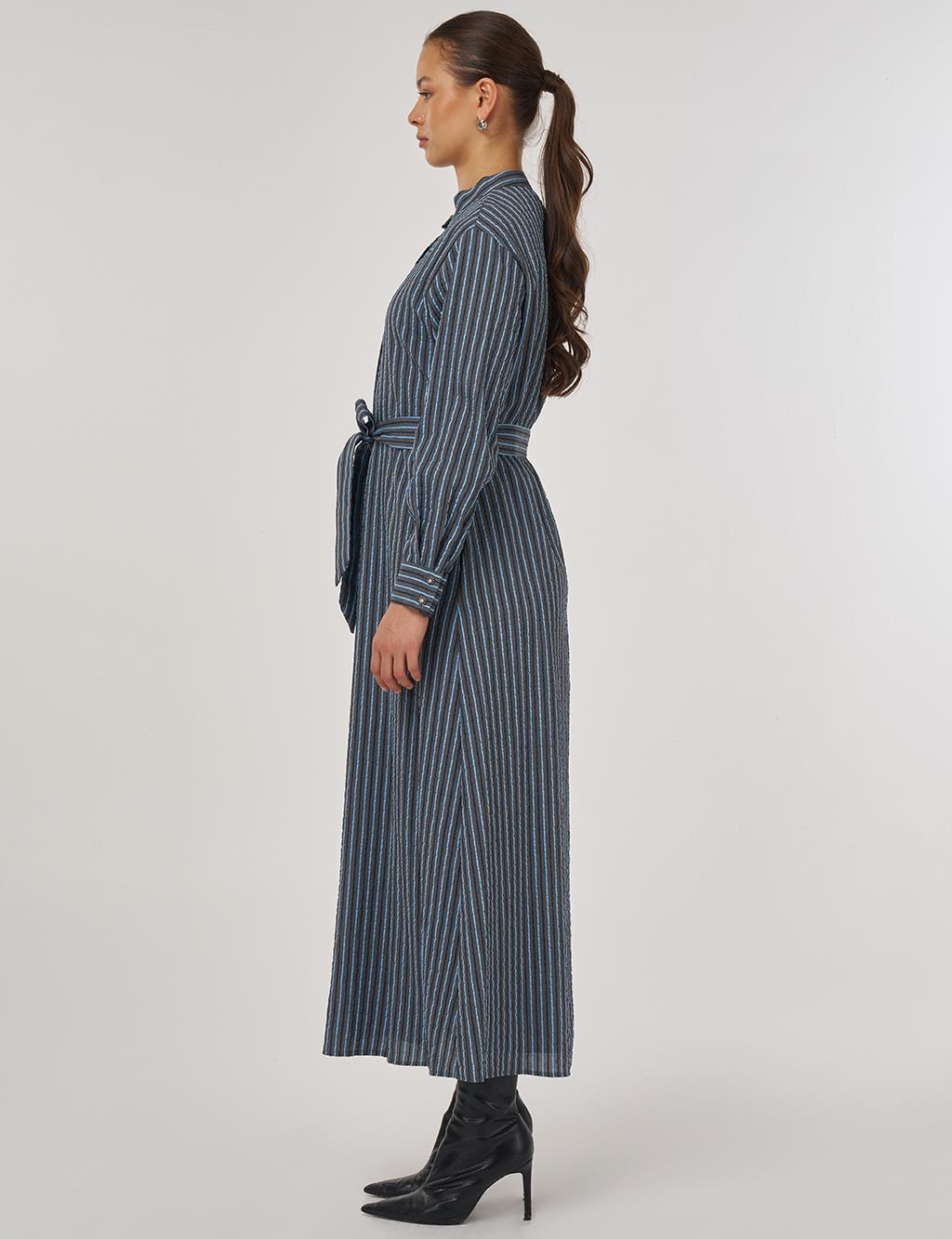 Belted Viscose Dress in Dusty Gray