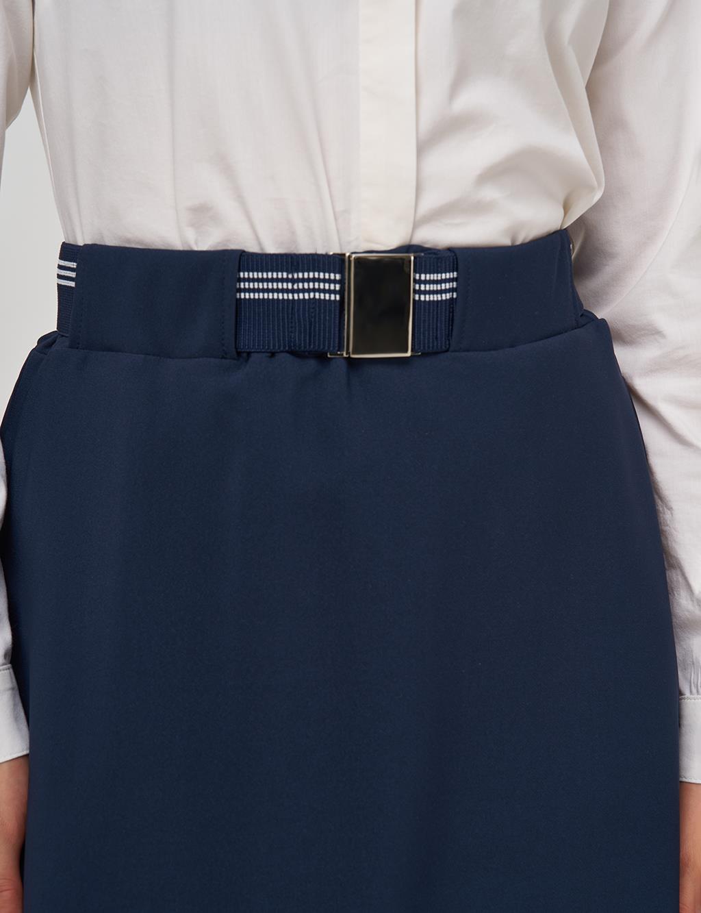 Belt Loop Detail Skirt Dark Navy