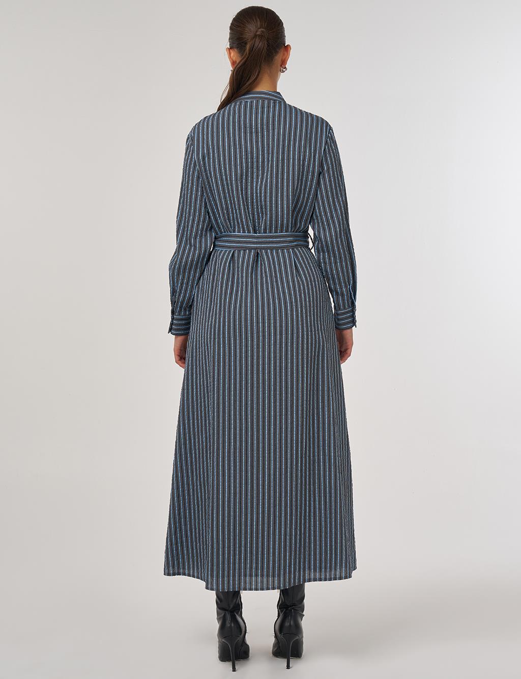 Belted Viscose Dress in Dusty Gray