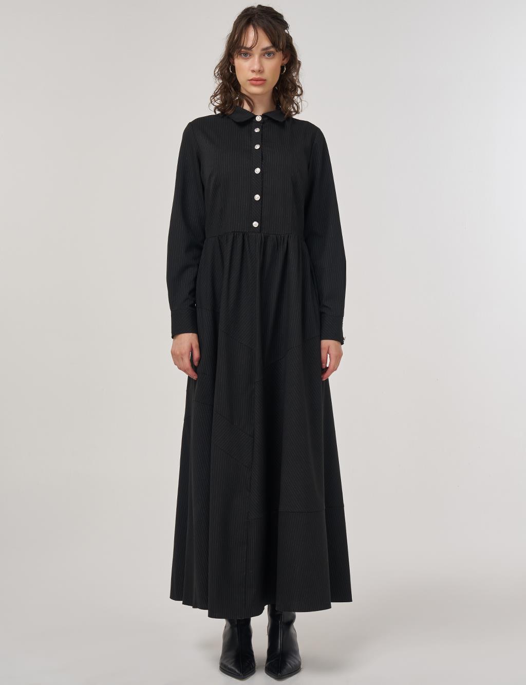 Buttoned Maxi Dress Black