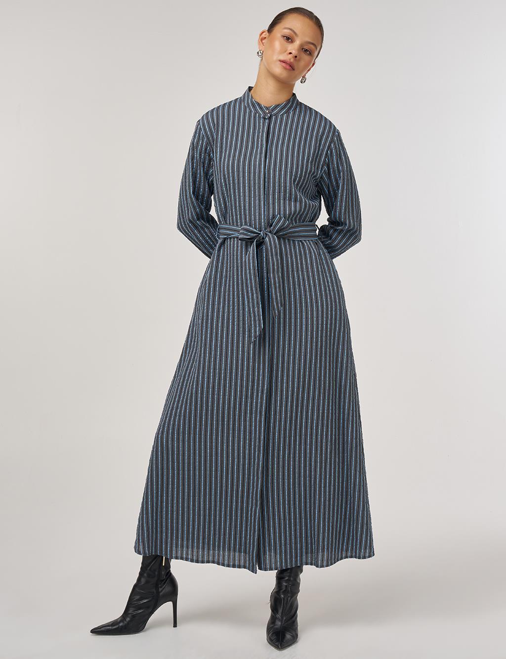 Belted Viscose Dress in Dusty Gray