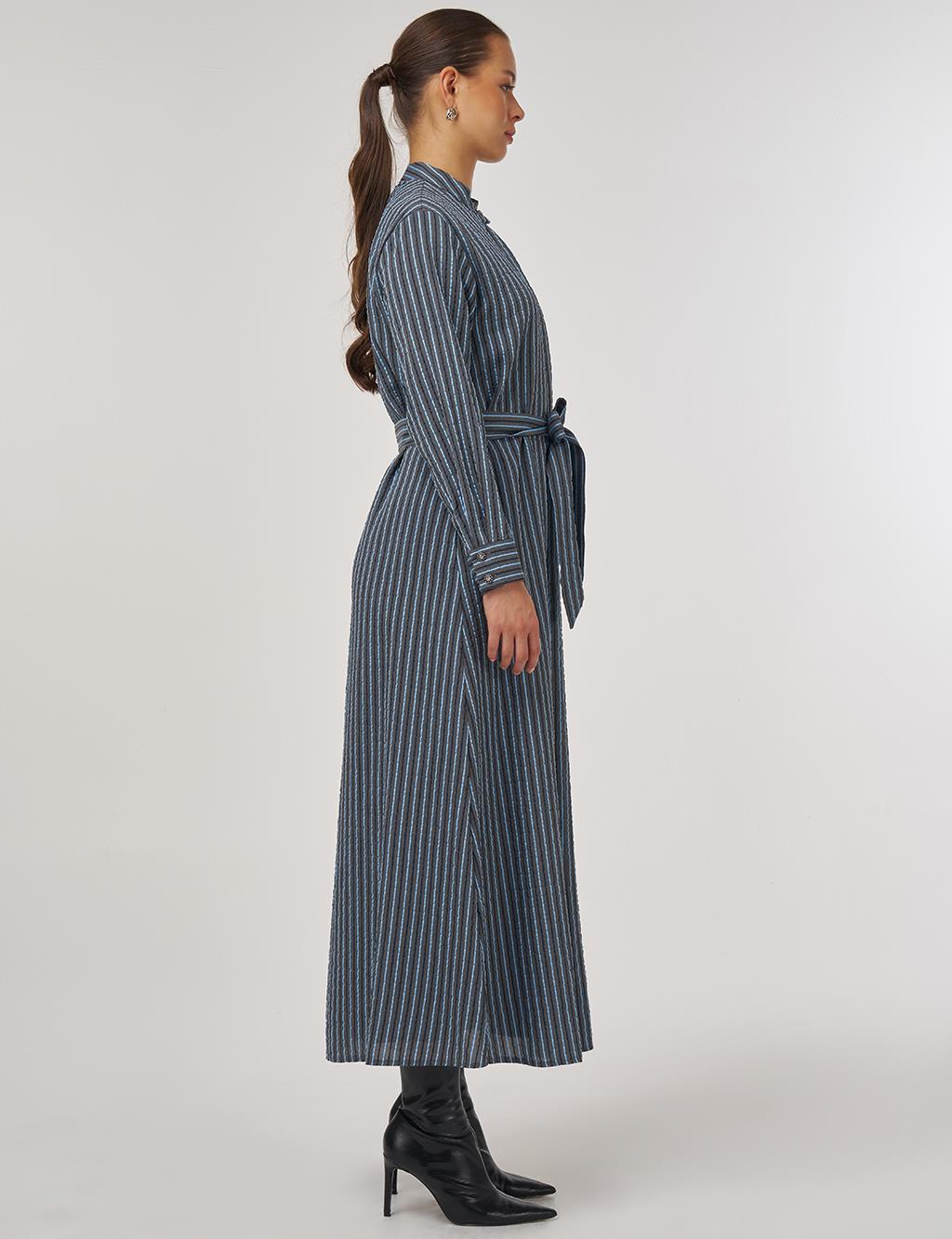 Belted Viscose Dress in Dusty Gray