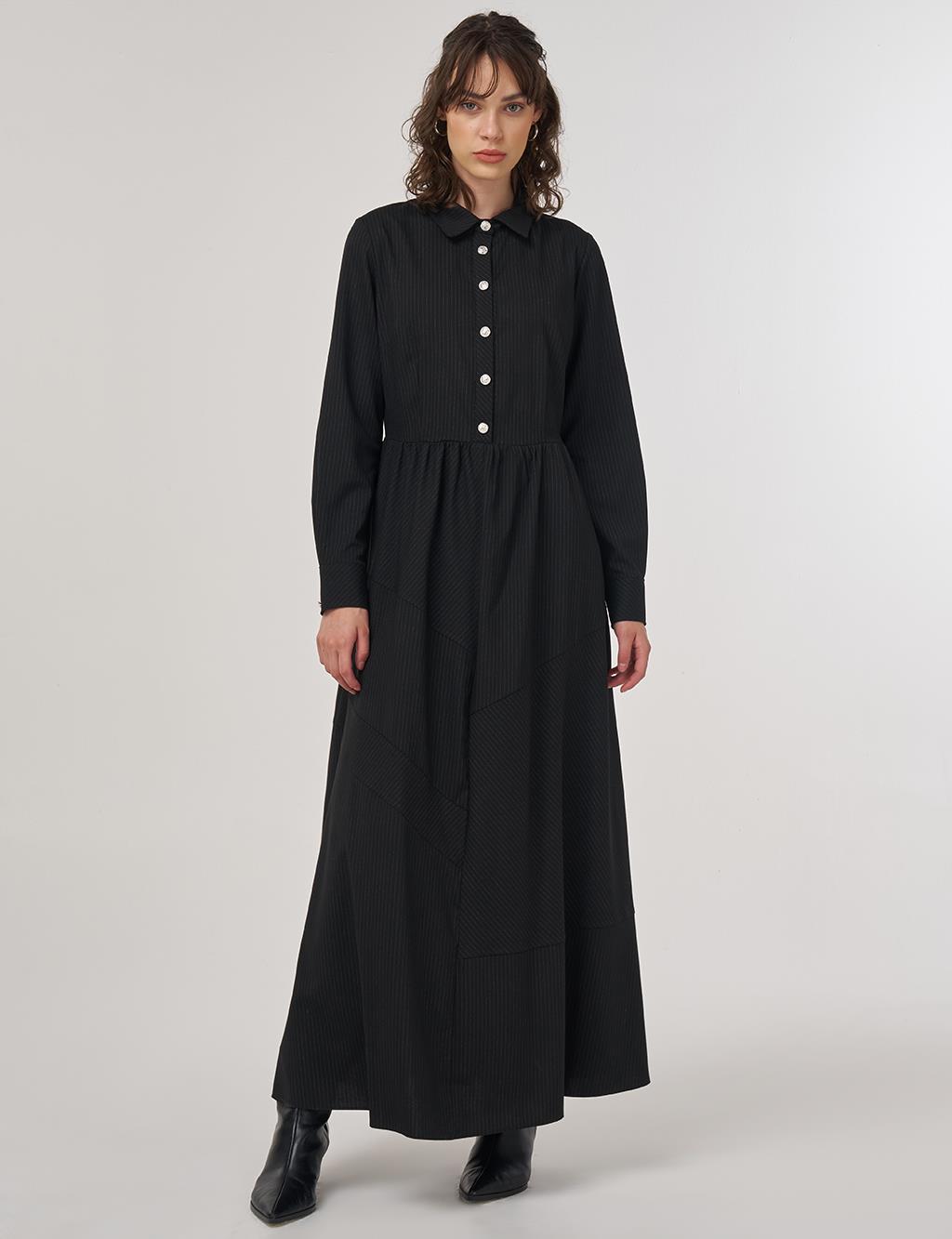 Buttoned Maxi Dress Black