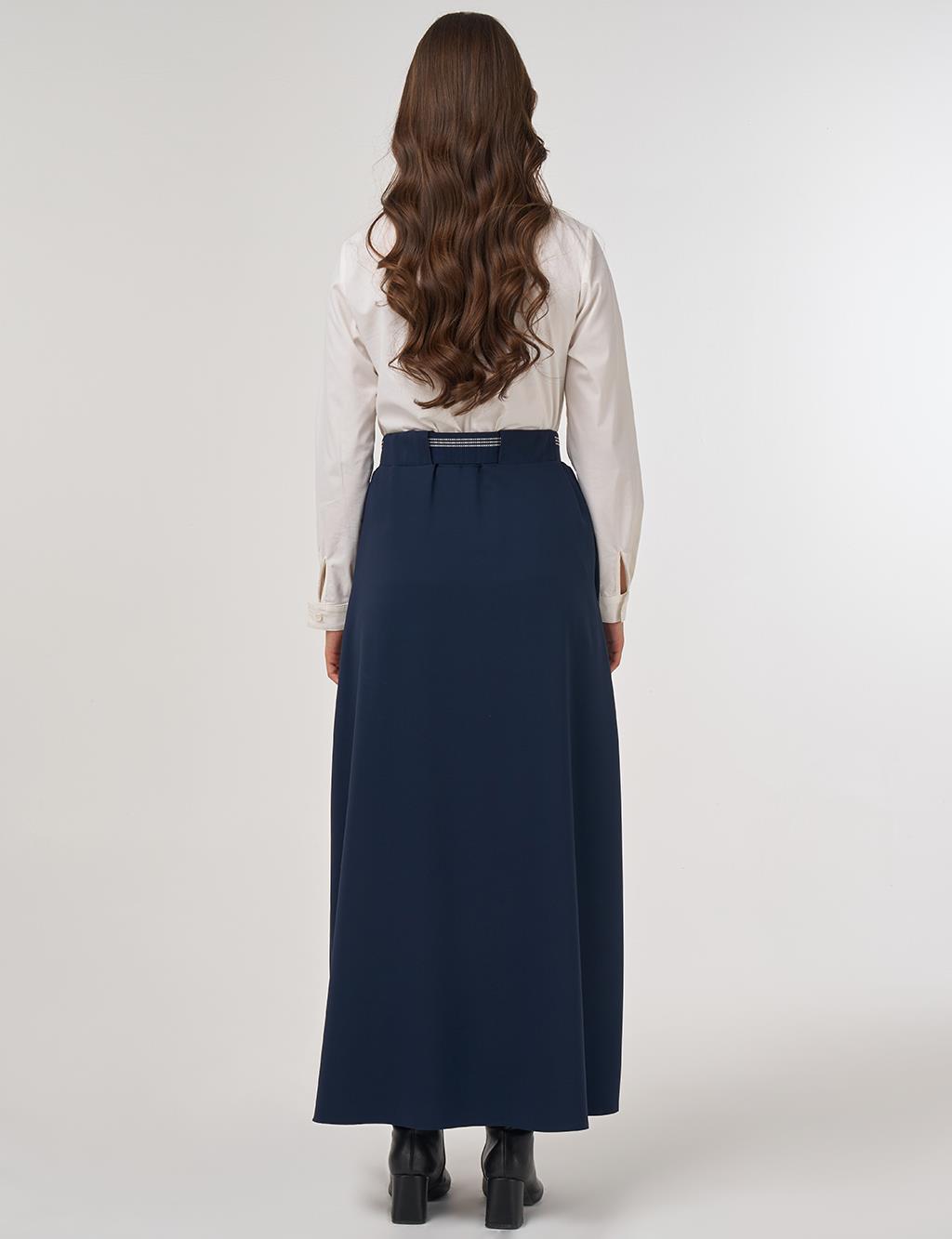 Belt Loop Detail Skirt Dark Navy